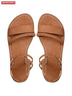 Faux Leather Woven Roman Flat Sandals - Boho Summer Shoes
